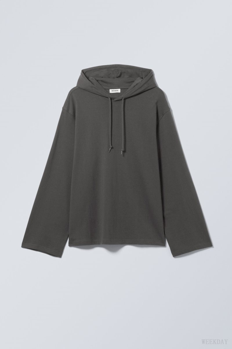 Weekday Oversized Hooded Long Sleeve Dark Grey | GMEO2547