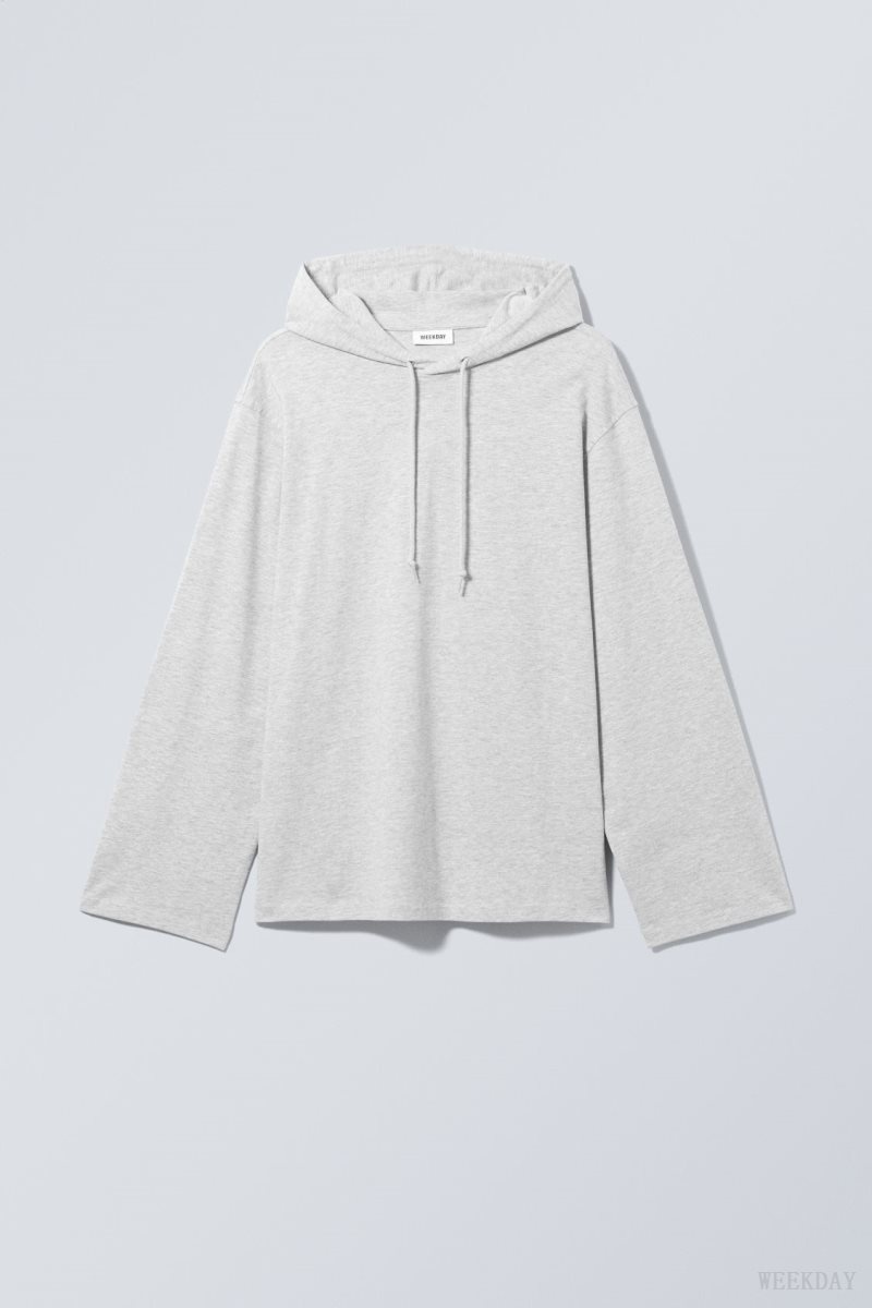 Weekday Oversized Hooded Long Sleeve Light Grey | FPKB7349