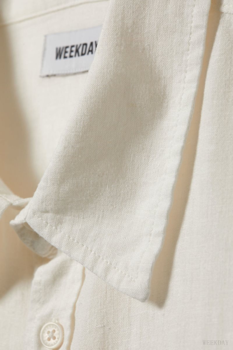 Weekday Oversized Linen Shirt White | WUND5965