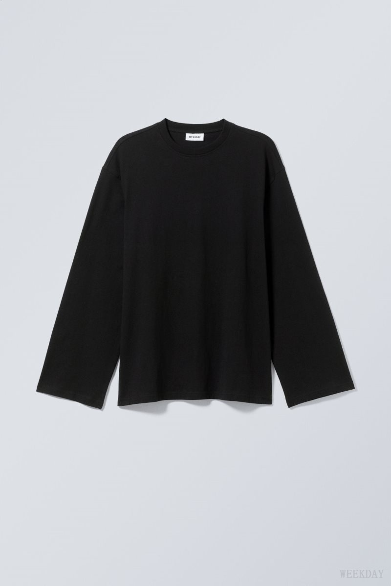 Weekday Oversized Long Sleeve T-shirt Black | YBNX0078