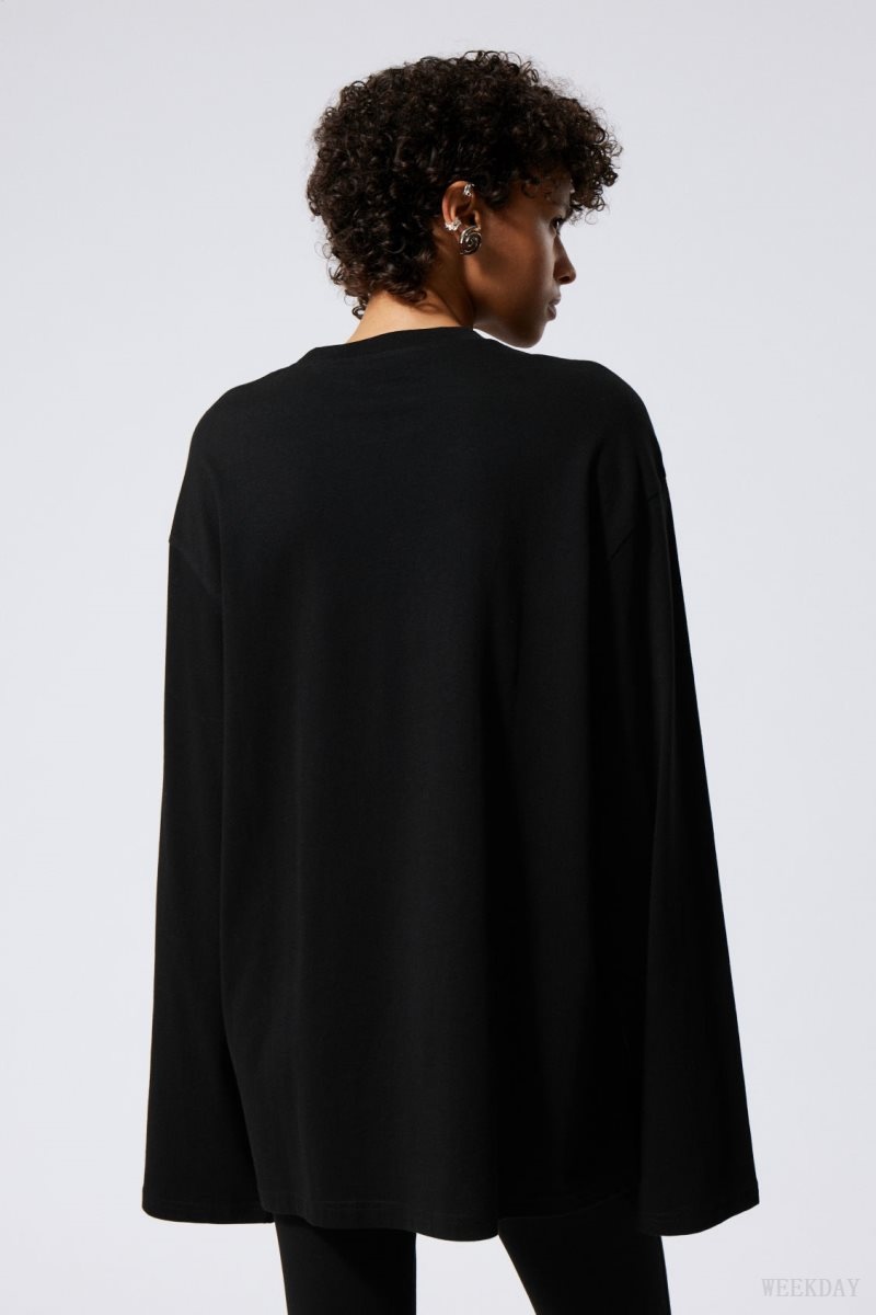 Weekday Oversized Long Sleeve T-shirt Black | YBNX0078