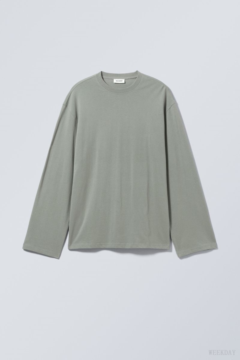 Weekday Oversized Long Sleeve T-shirt Grey | YNWU4238