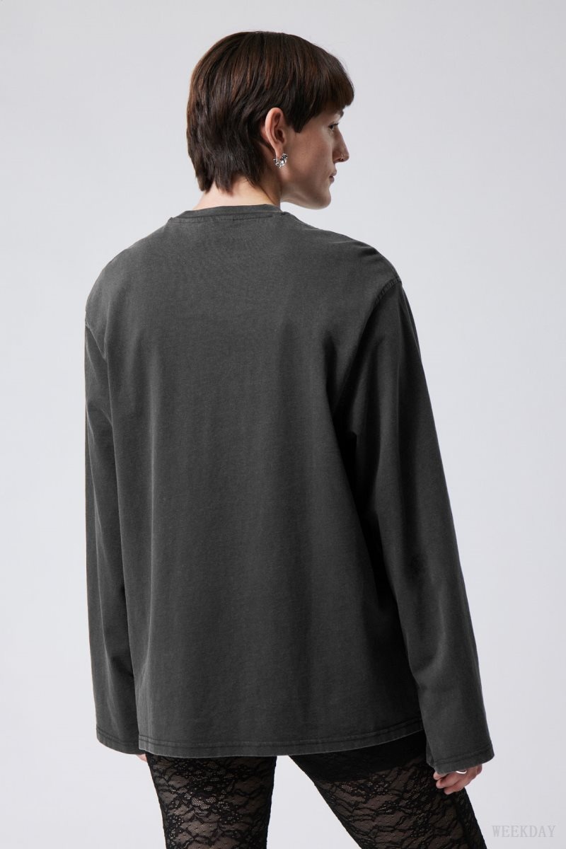 Weekday Oversized Washed Long Sleeve Top Grey | OYAE6092