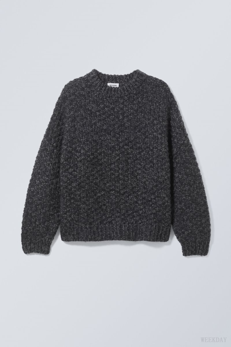 Weekday Oversized Wool Blend Sweater Black | ZREJ3661