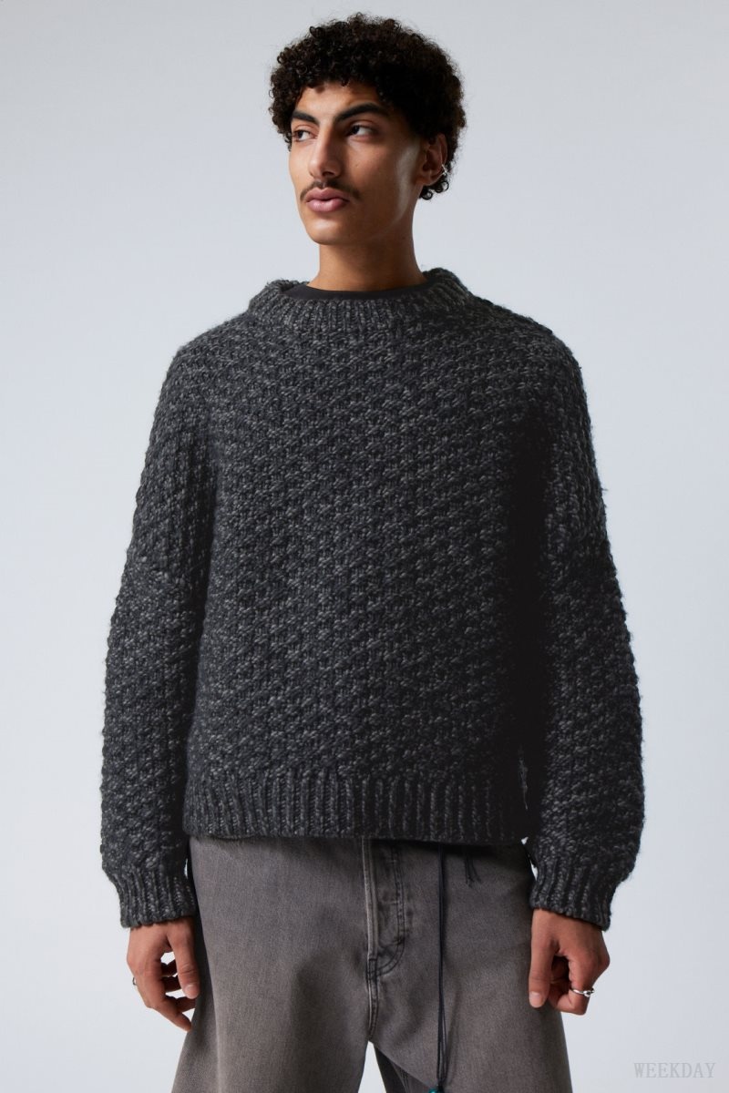 Weekday Oversized Wool Blend Sweater Black | ZREJ3661