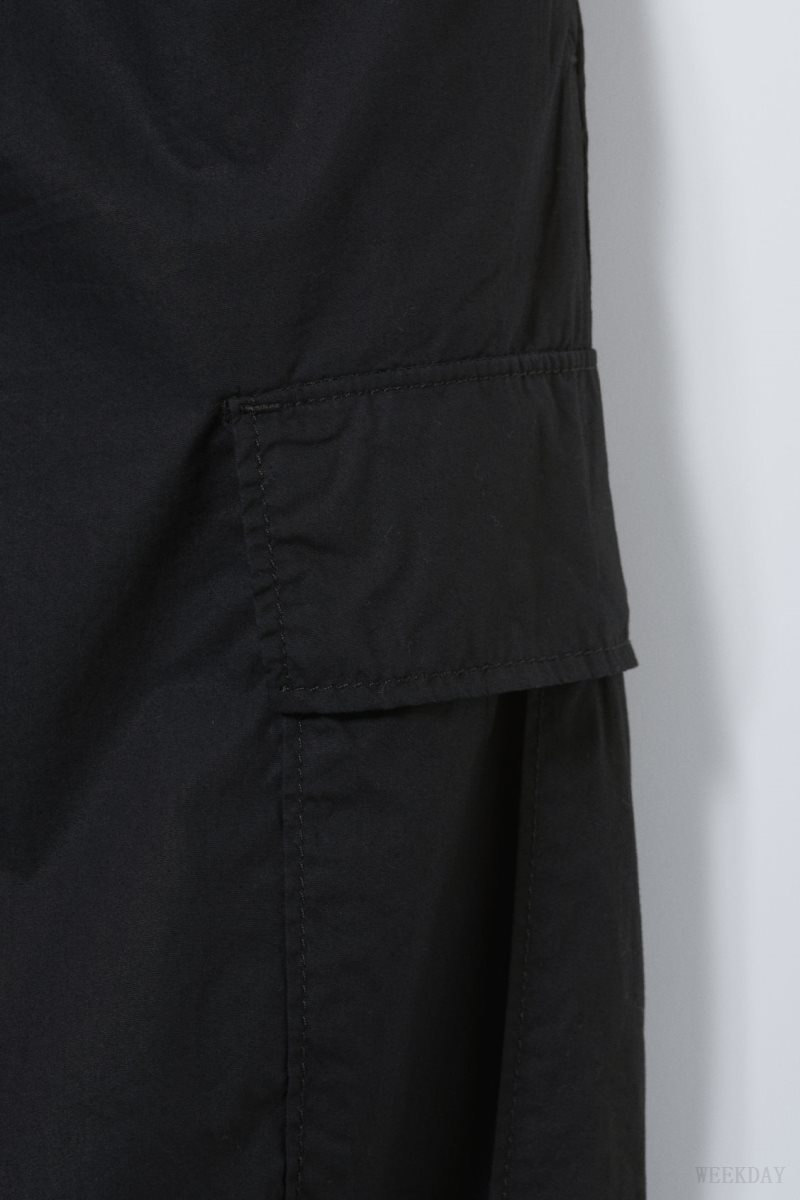 Weekday Parachute Loose Cargo Trousers Black | ZXID6759