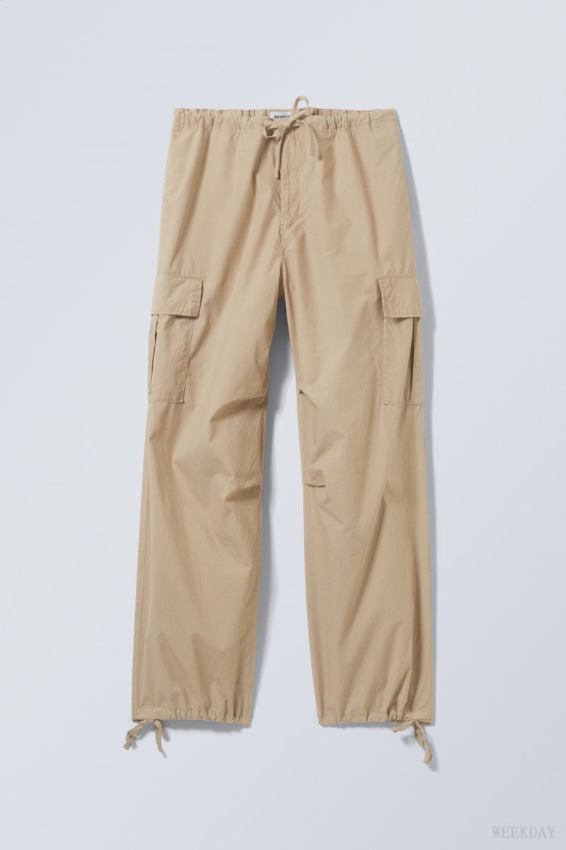 Weekday Parachute Loose Cargo Trousers Beige | CBIG2177