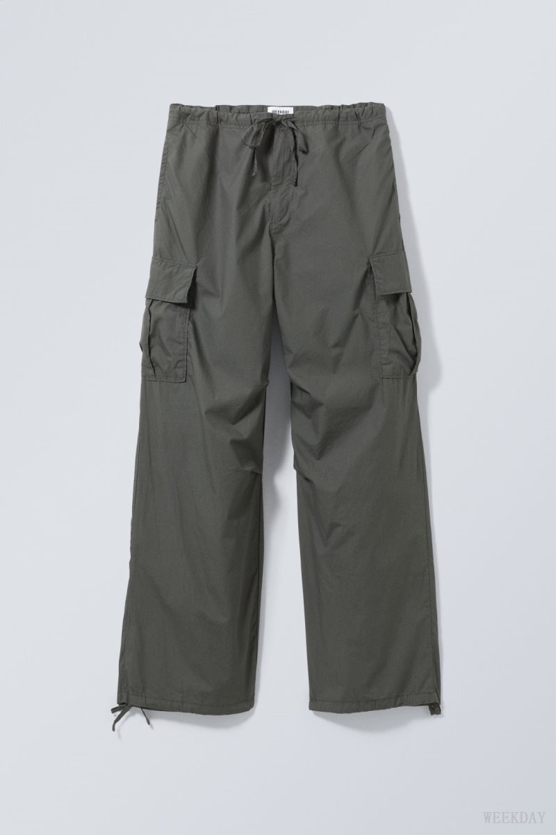 Weekday Parachute Loose Cargo Trousers Dark Grey | LFKB7488