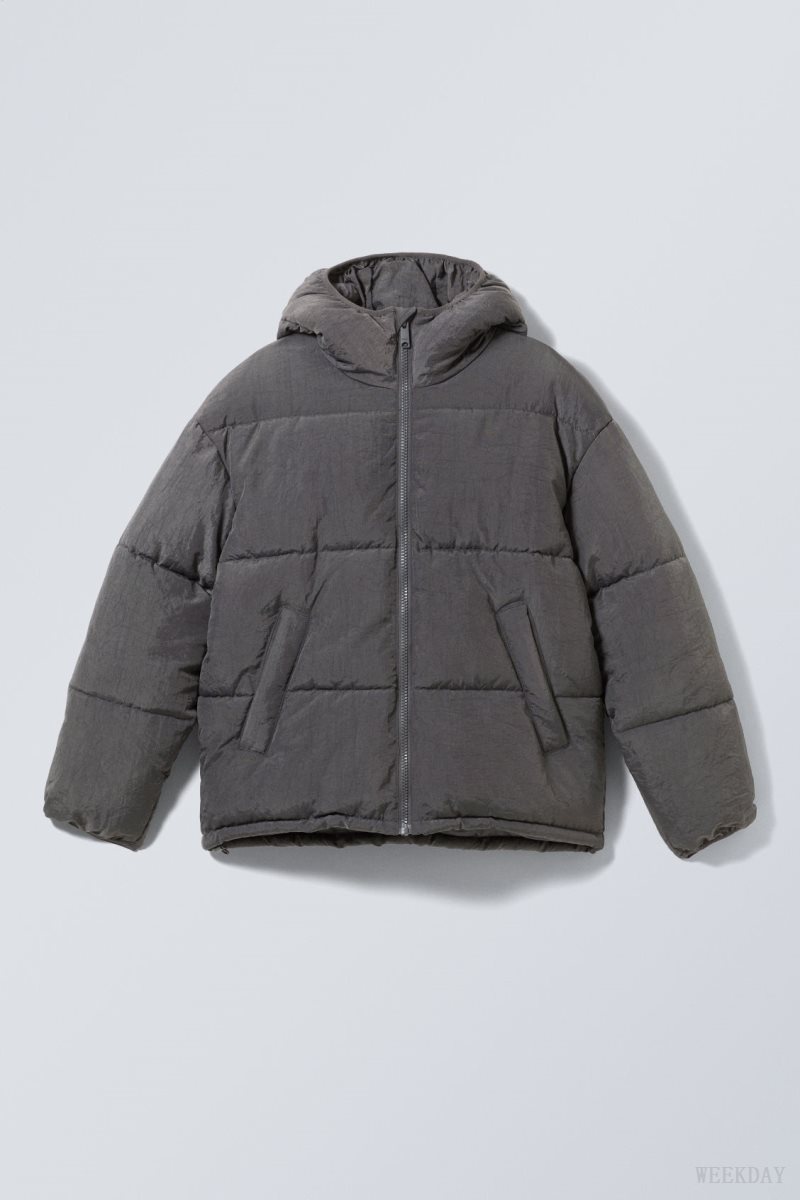 Weekday Pat Puffer Jacket Dark Grey | LLXP6771