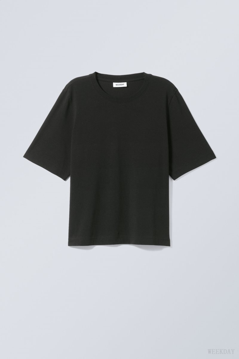 Weekday Perfect Boxy T-shirt Black | EKYS4700