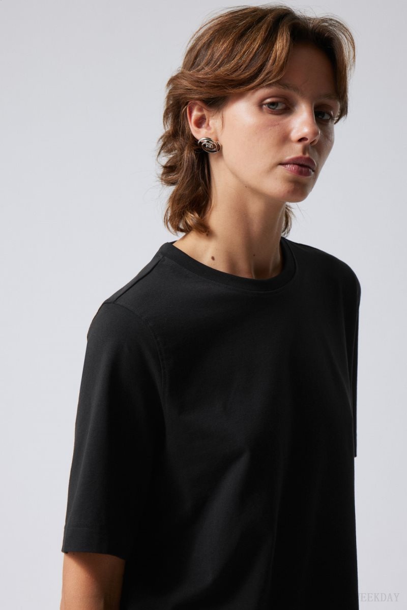 Weekday Perfect Boxy T-shirt Black | EKYS4700