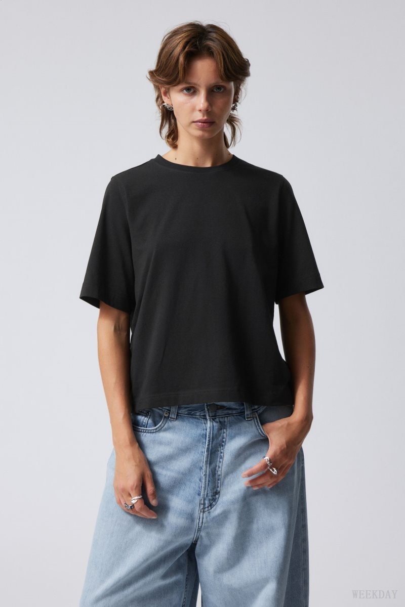 Weekday Perfect Boxy T-shirt Black | EKYS4700