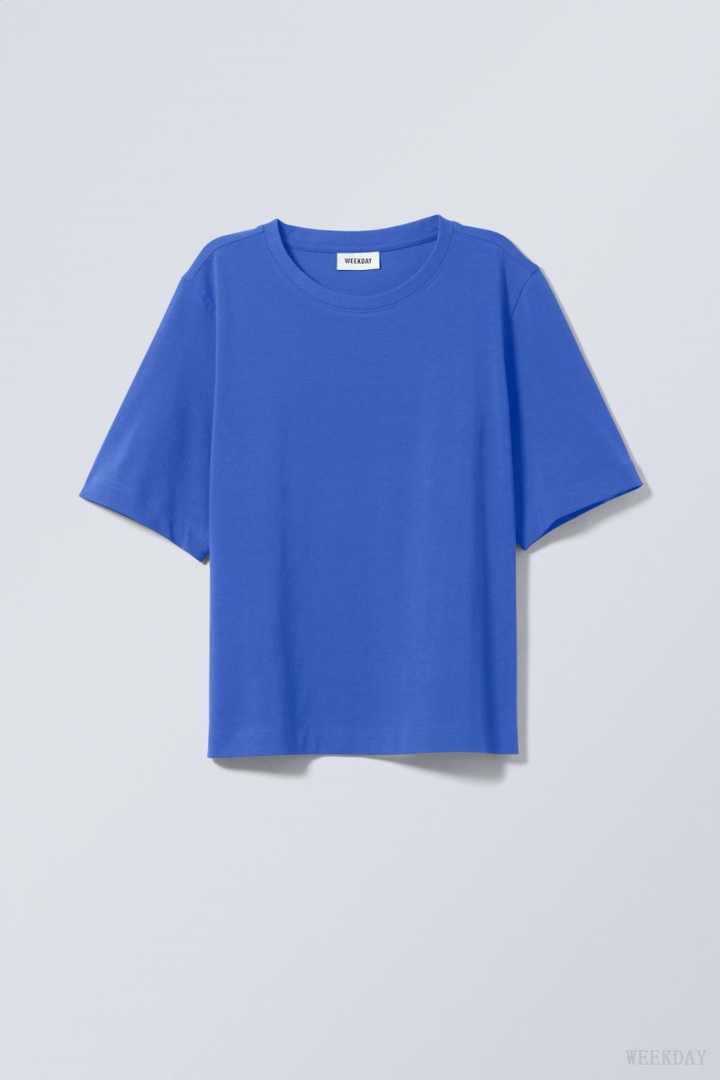 Weekday Perfect Boxy T-shirt Deep Blue | MVBM3188