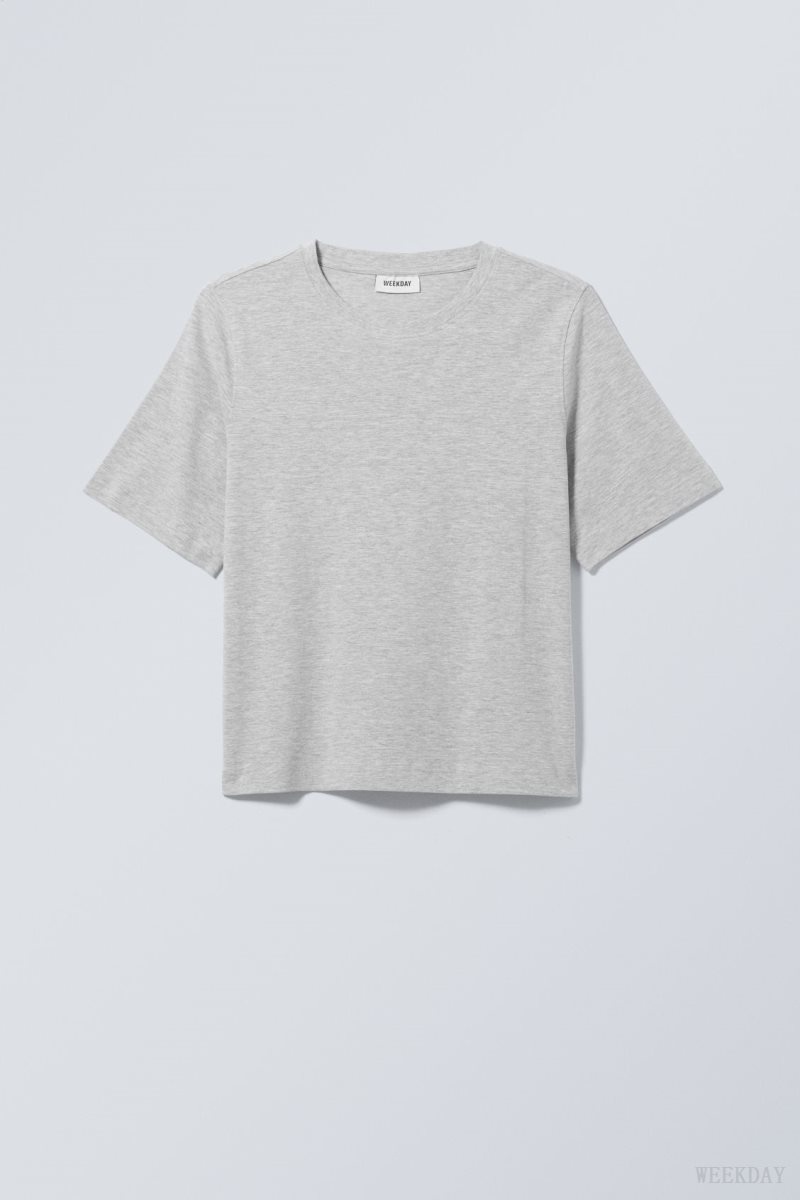 Weekday Perfect Boxy T-shirt Light Grey | MDRB0568