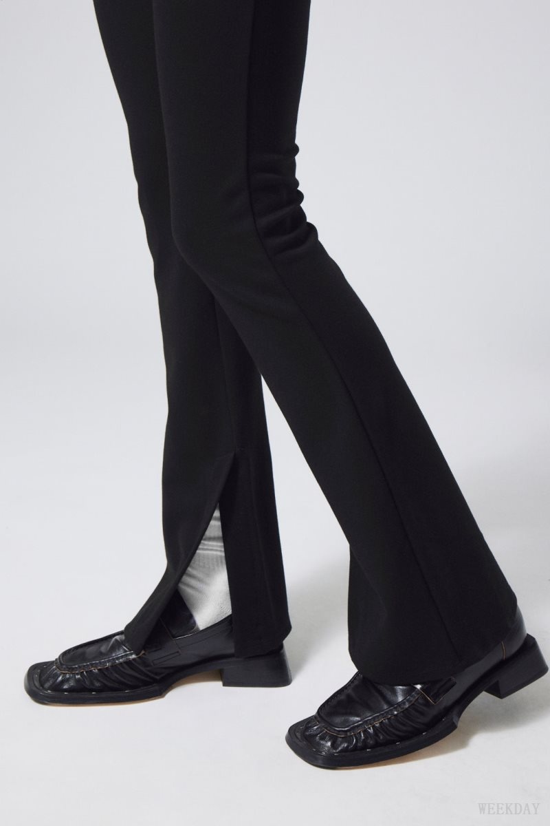 Weekday Philo Flared Jersey Trousers Black | FKRE6553