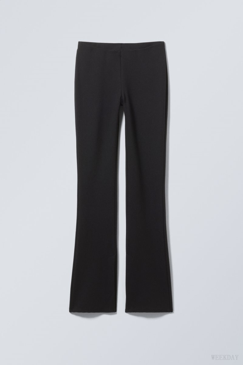 Weekday Philo Flared Jersey Trousers Black | FKRE6553