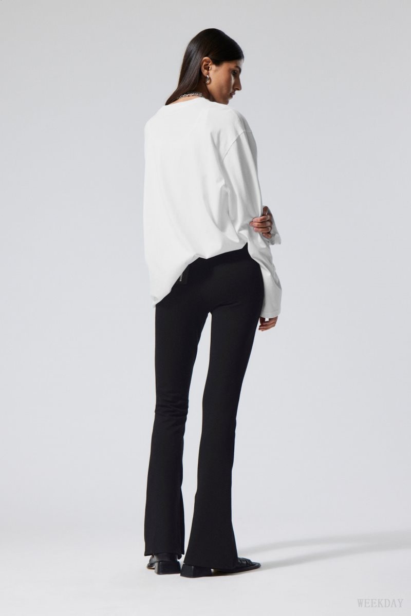 Weekday Philo Flared Jersey Trousers Black | FKRE6553