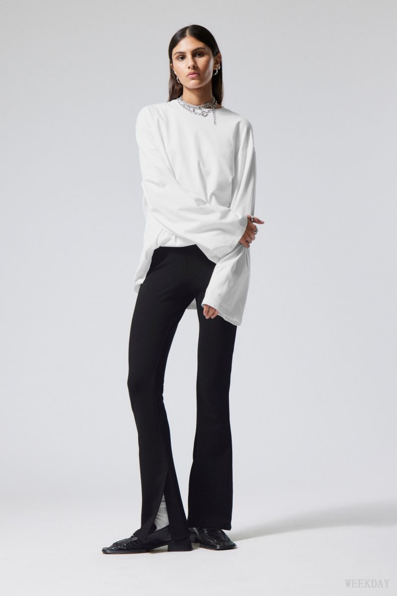 Weekday Philo Flared Jersey Trousers Black | FKRE6553