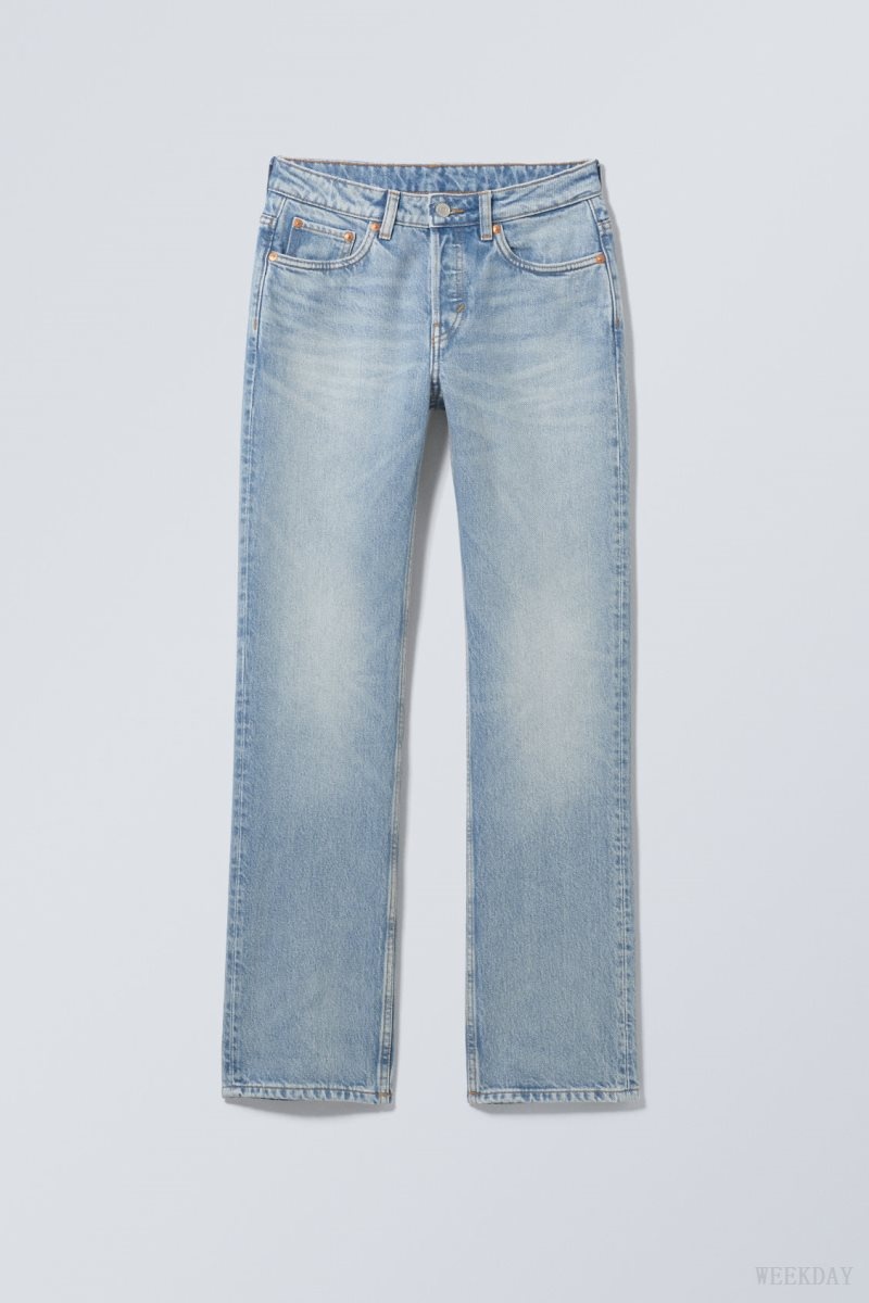 Weekday Pin Mid Straight Jeans Blue | ITLZ1803