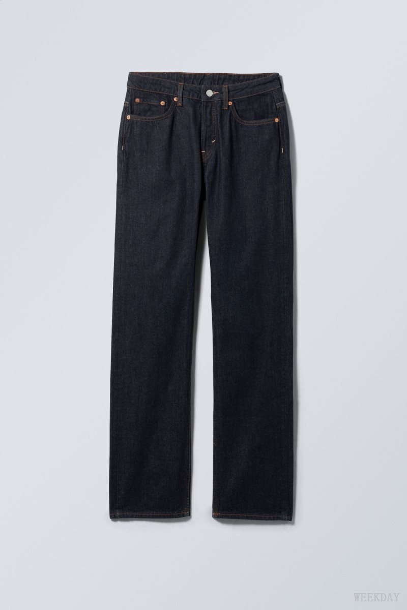 Weekday Pin Mid Straight Jeans Blue | KYNT0434