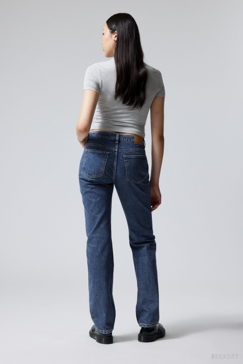 Weekday Pin Mid Straight Jeans Blue | QWOO9192