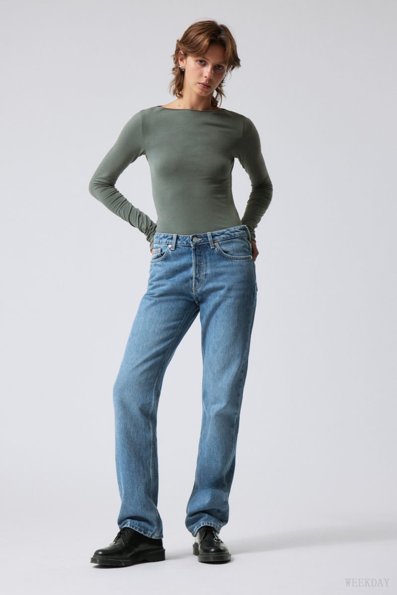 Weekday Pin Mid Straight Jeans Harper | QQFI6945