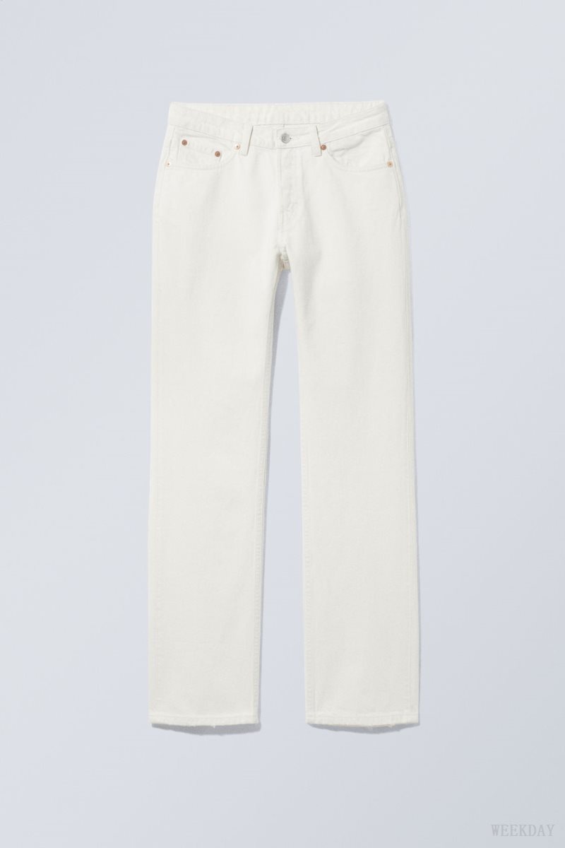 Weekday Pin Mid Straight Jeans White | ODTR8286