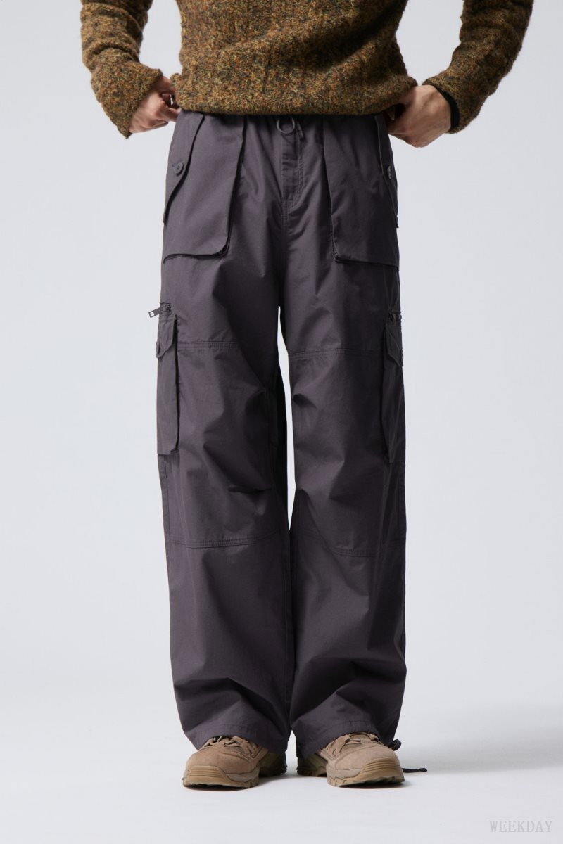 Weekday Piper Loose Cargo Trousers Dark Grey | DTWQ1052