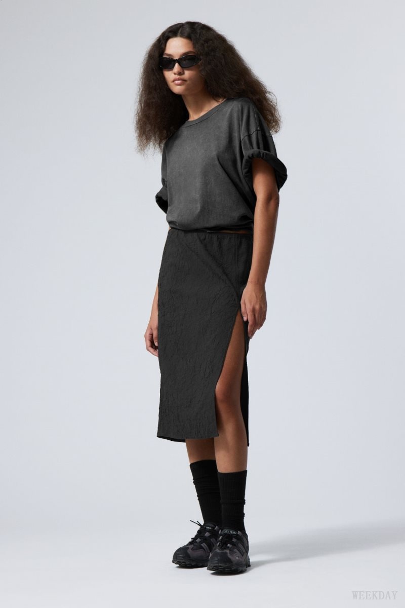 Weekday Priscilla Mid Skirt Dark Grey | HGOF0036