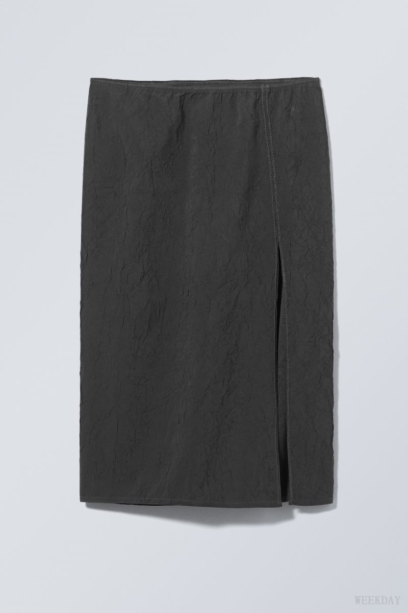 Weekday Priscilla Mid Skirt Dark Grey | HGOF0036