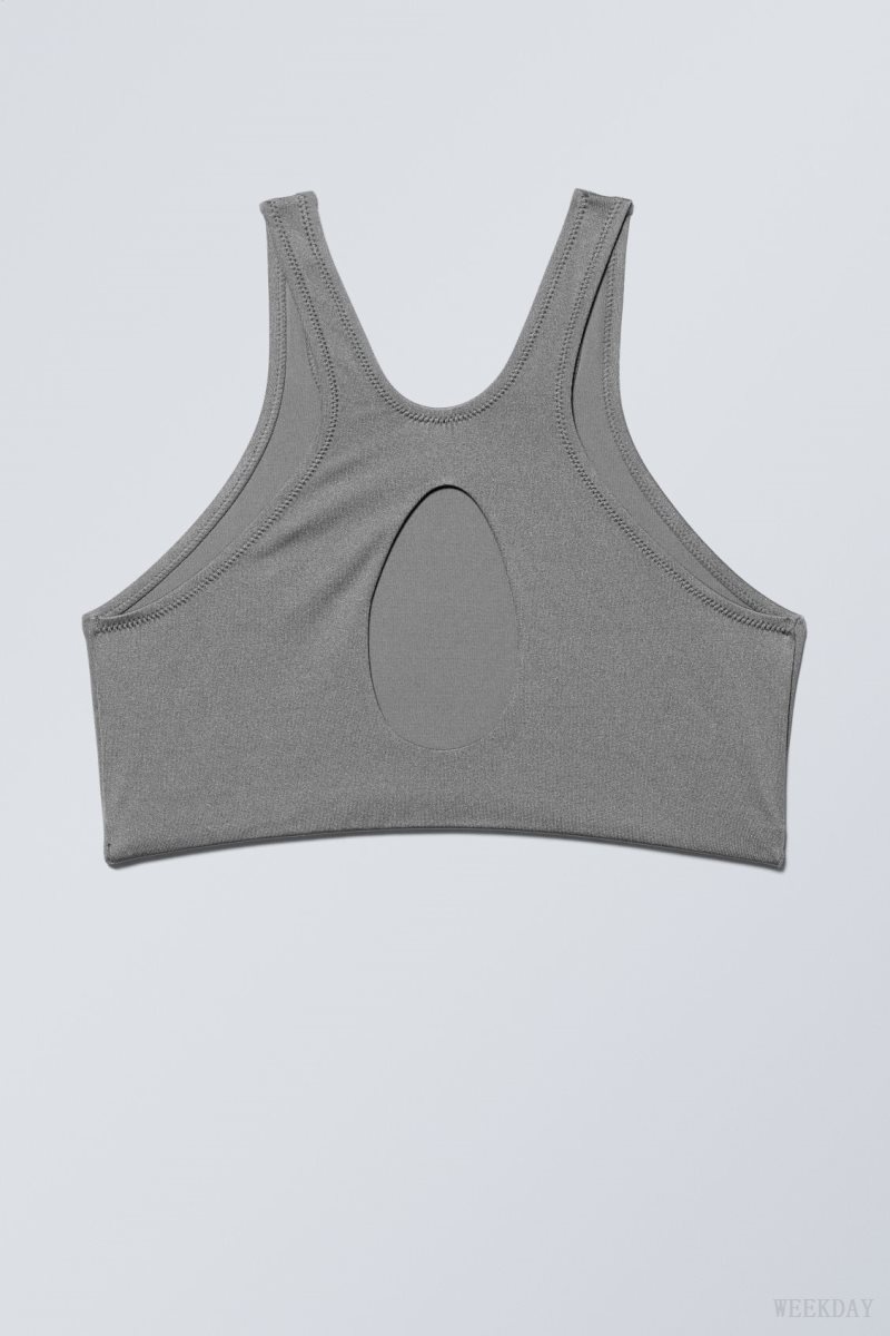 Weekday Racerback Bikini Top Grey | ZHXT0295