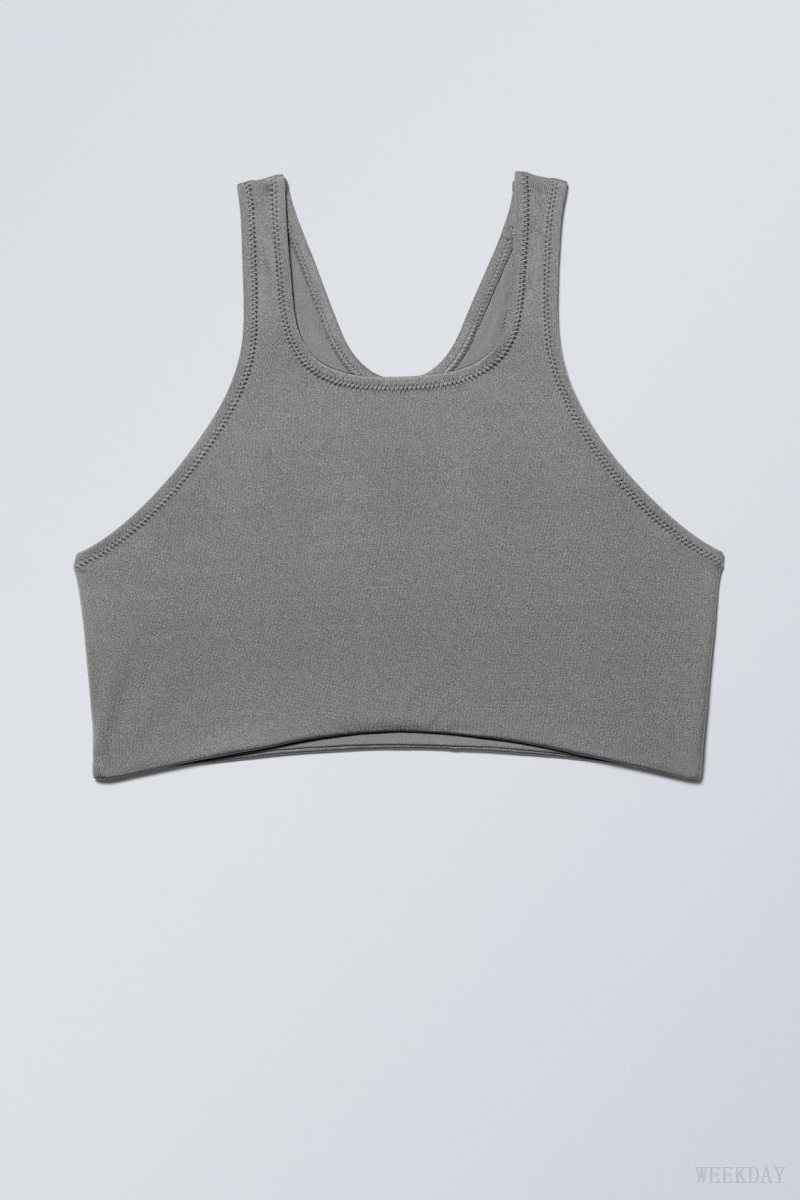 Weekday Racerback Bikini Top Grey | ZHXT0295