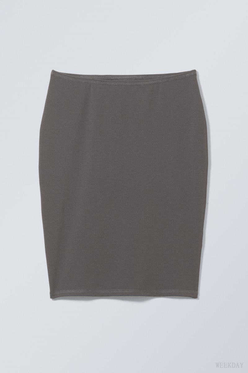 Weekday Rachel Tube Midi Skirt Dark Grey | XJDH8977