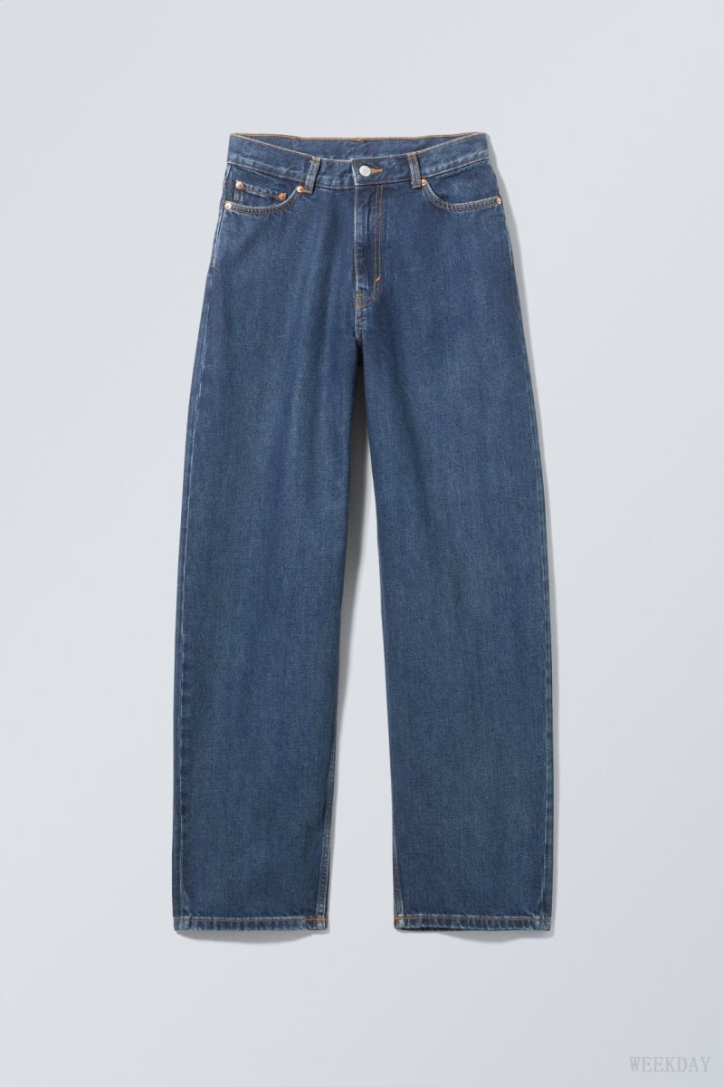 Weekday Rail Mid Loose Straight Jeans Blue | ARYN2479