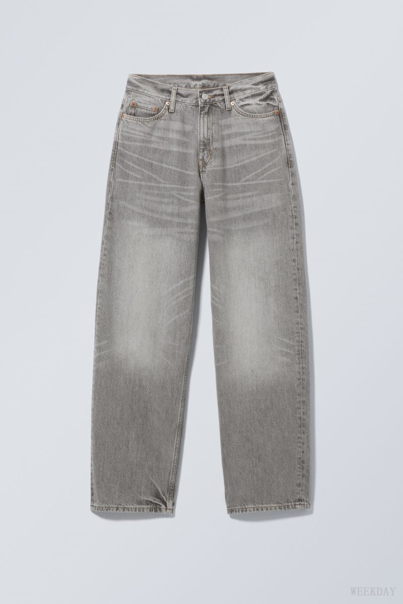 Weekday Rail Mid Loose Straight Jeans Grey | XXMI8028