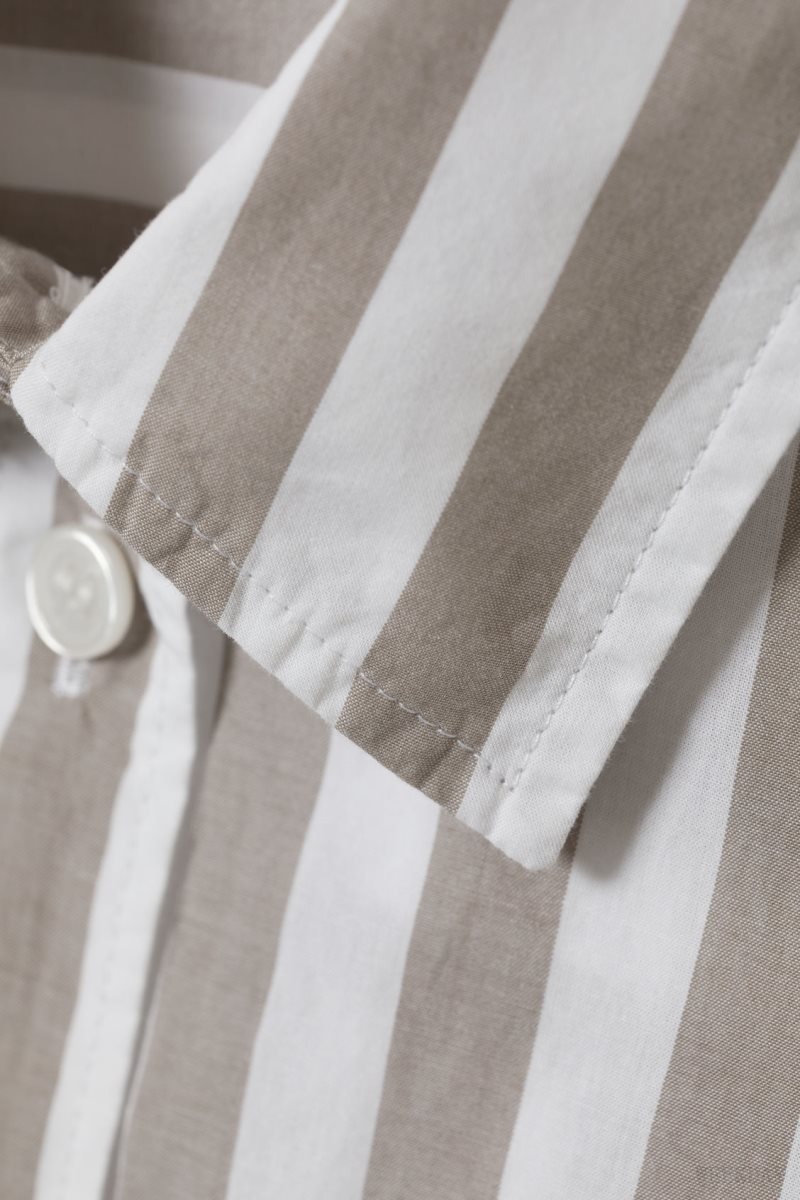 Weekday Regular Cotton Voile Shirt Beige Stripes | GSXO9800