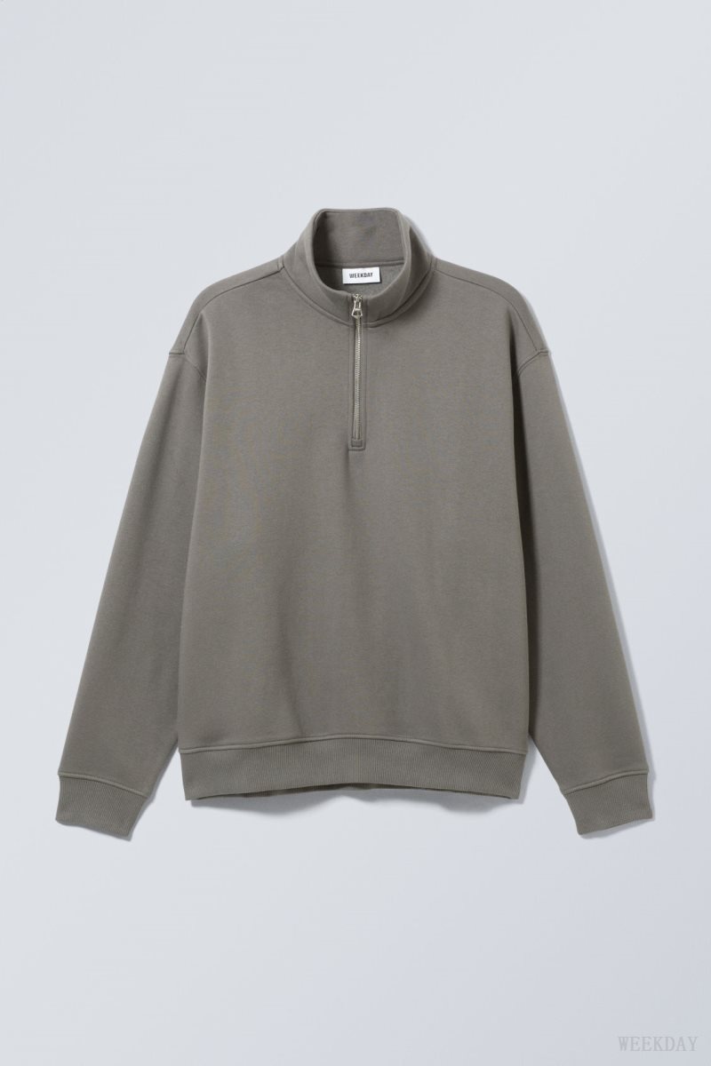 Weekday Relaxed Heavy Half Zip Sweater Grey | MQNR9415