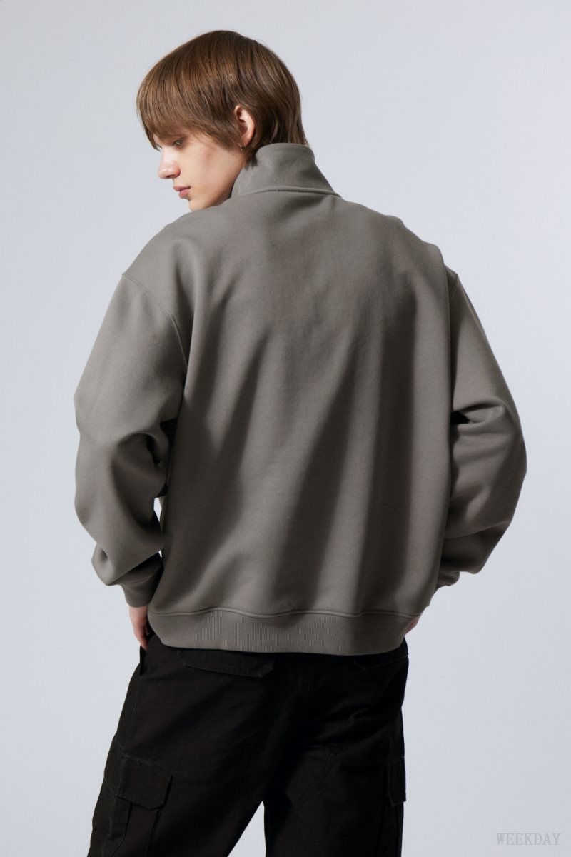 Weekday Relaxed Heavy Half Zip Sweater Grey | MQNR9415