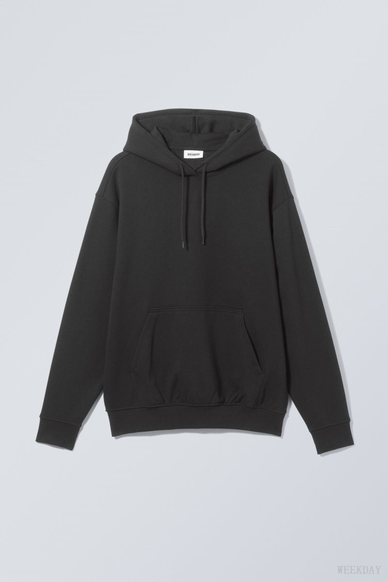 Weekday Relaxed Heavy Hoodie Black | EXQW0295