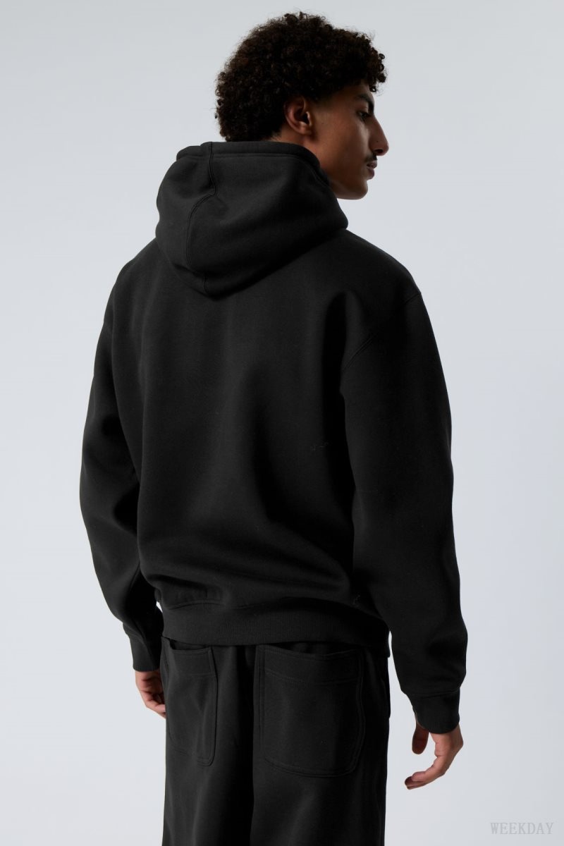 Weekday Relaxed Heavy Hoodie Black | EXQW0295