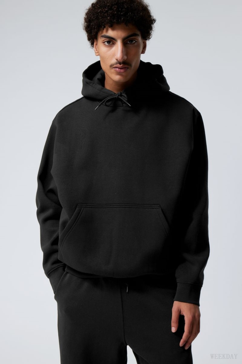 Weekday Relaxed Heavy Hoodie Black | EXQW0295