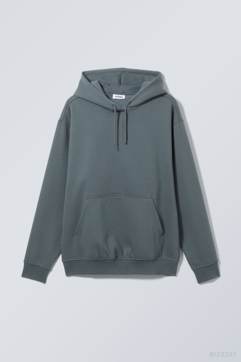 Weekday Relaxed Heavy Hoodie Dark Turquoise | QGRN4141