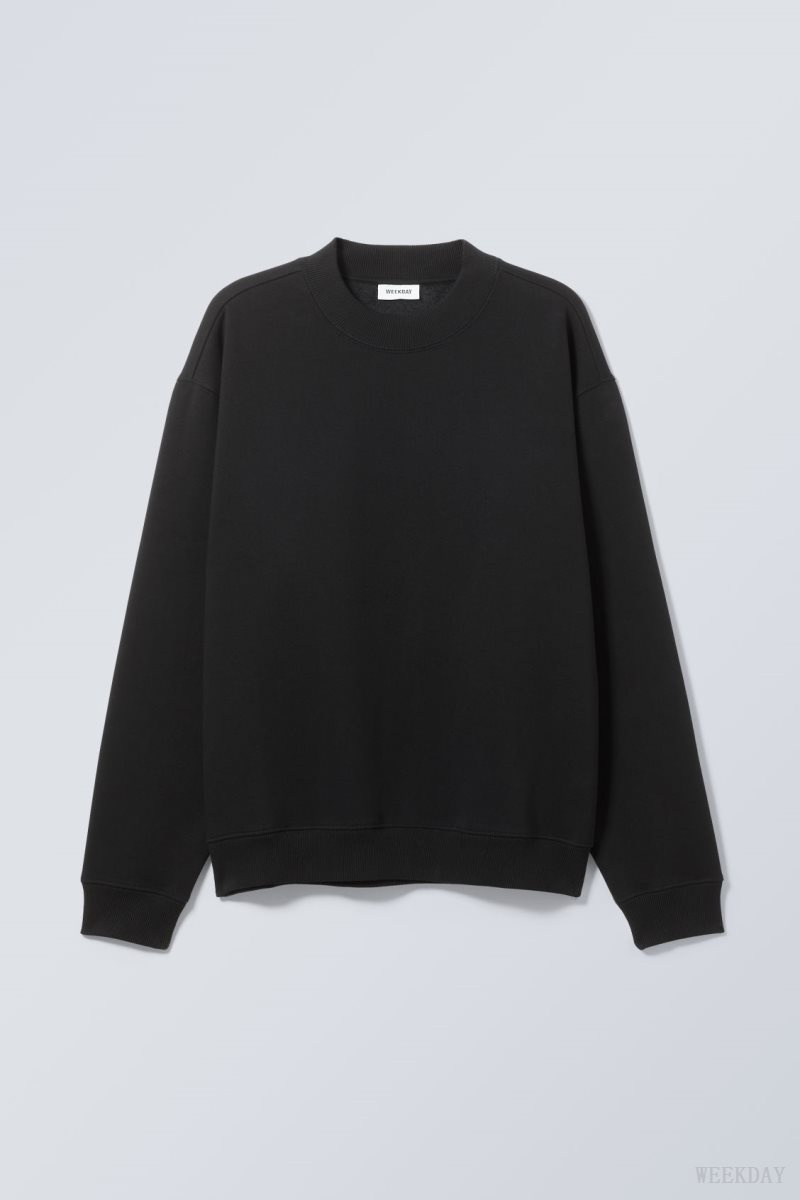 Weekday Relaxed Heavyweight Sweatshirt Black | BDOI7523