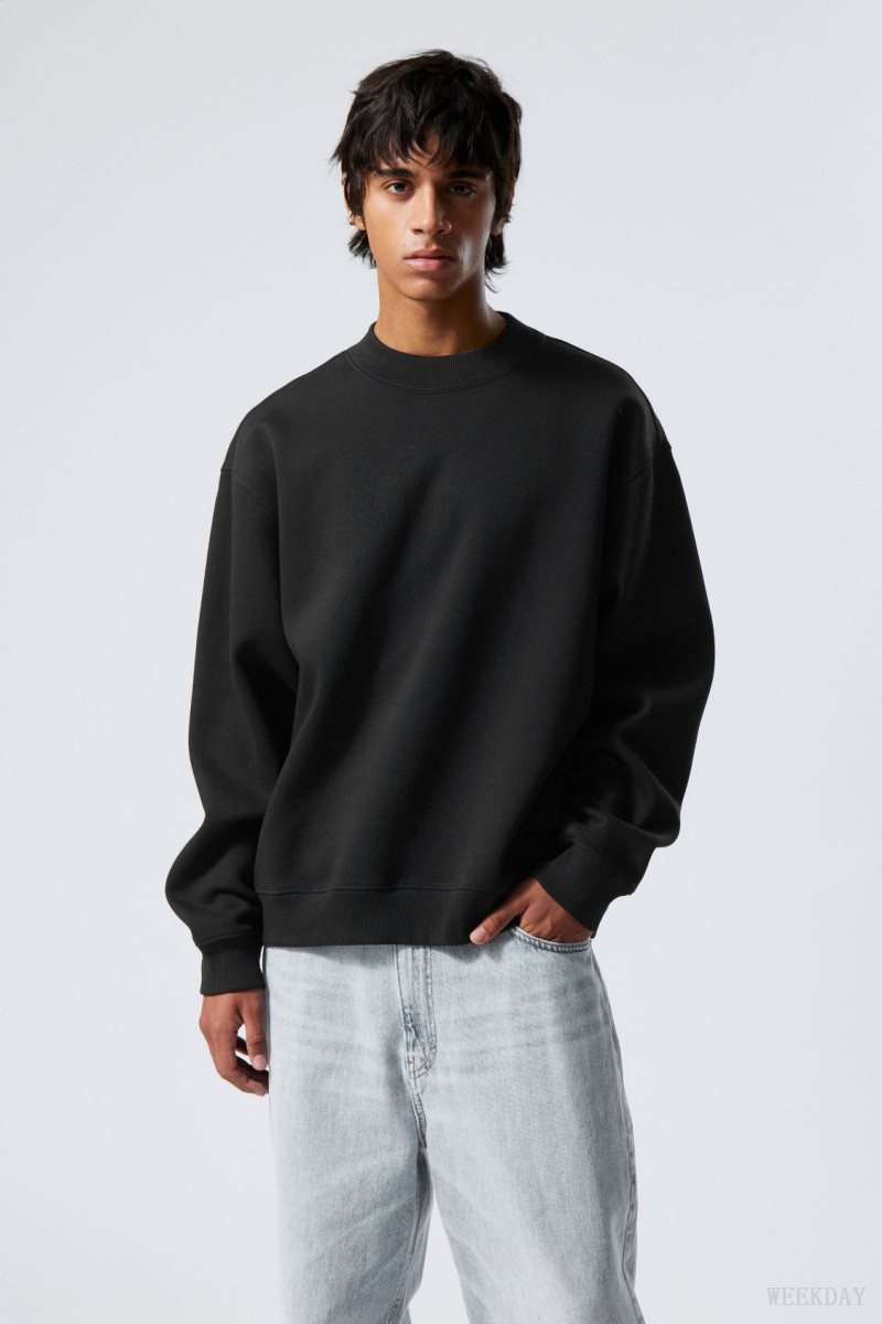 Weekday Relaxed Heavyweight Sweatshirt Black | BDOI7523