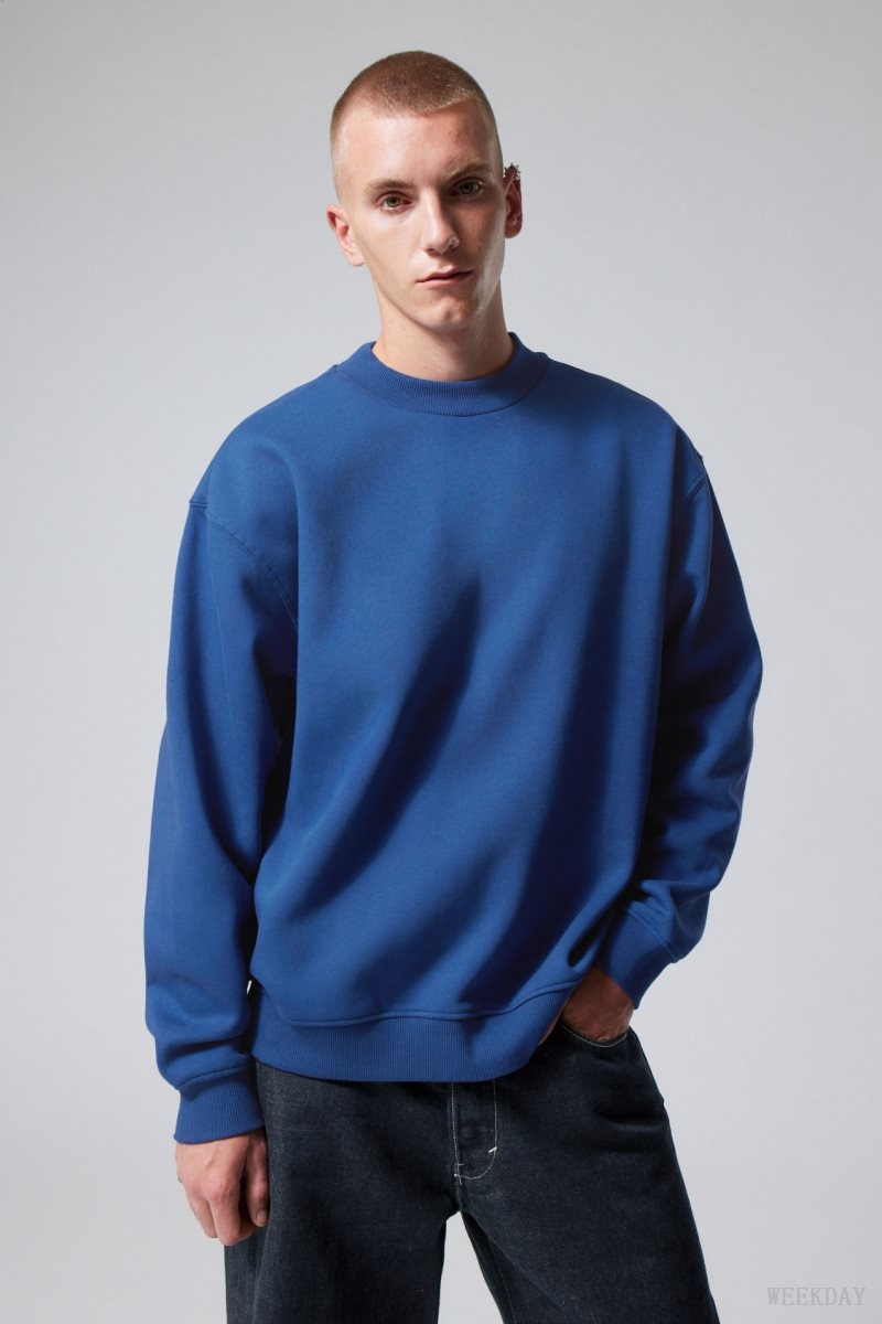 Weekday Relaxed Heavyweight Sweatshirt Blue | EZQJ4351