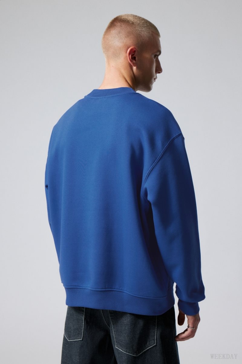 Weekday Relaxed Heavyweight Sweatshirt Blue | EZQJ4351