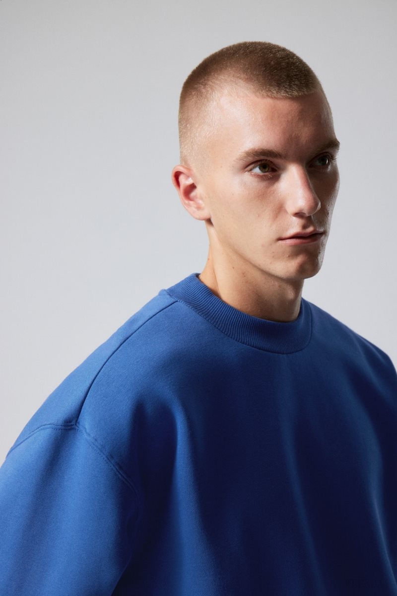 Weekday Relaxed Heavyweight Sweatshirt Blue | EZQJ4351