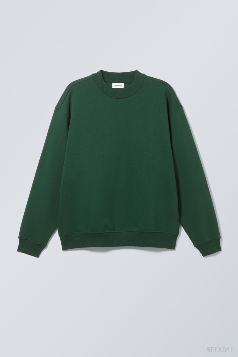 Weekday Relaxed Heavyweight Sweatshirt Dark Green | ITCA6862