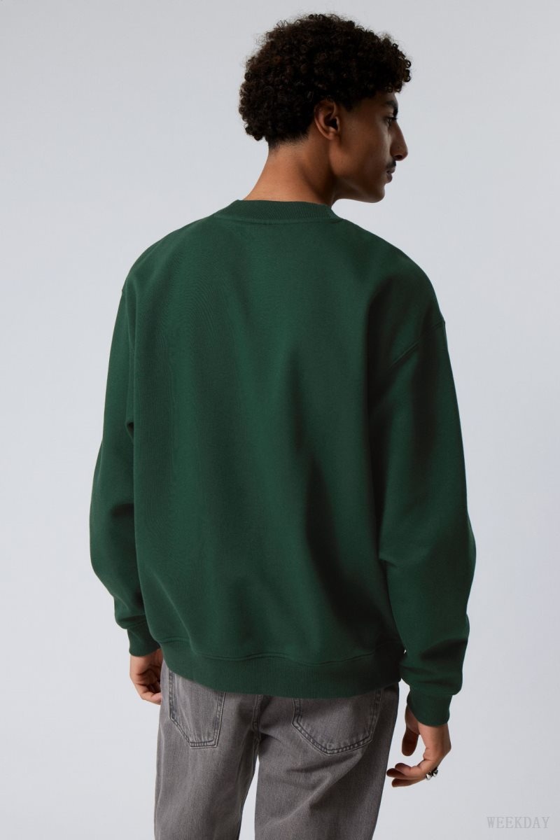 Weekday Relaxed Heavyweight Sweatshirt Dark Green | ITCA6862