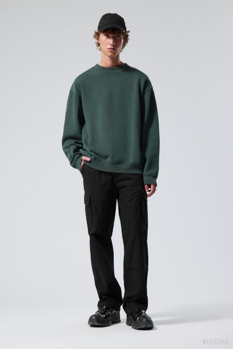 Weekday Relaxed Heavyweight Sweatshirt Dark Green | UYMN1342